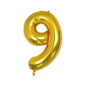 Number 9 Nine Gold Helium Air Balloon Party Engagement Birthday NWT 16"